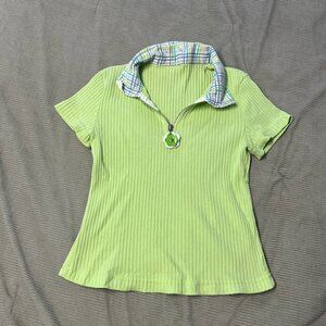 Lime green women's XS collared t-shirt, lightly worn